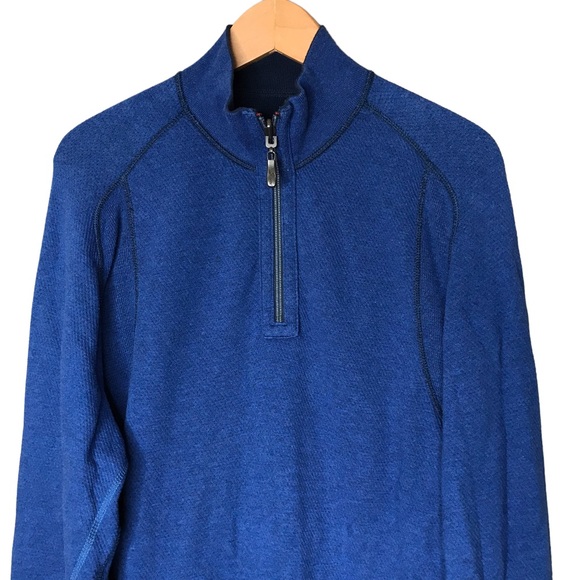 Tommy Bahama Reversible 1/4 Zip Sweater Pullover Long Sleeve Blue Navy Men’s LRG - Picture 3 of 13
